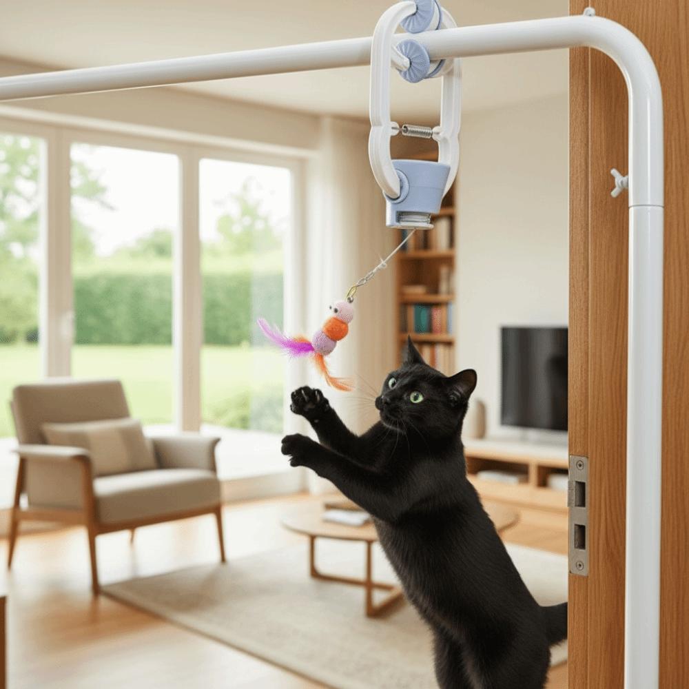 Retractable Hanging Door Cat Toy Elastic Kitten Teasing Toy Automatic Lifting Cat Toy Pet Exercise