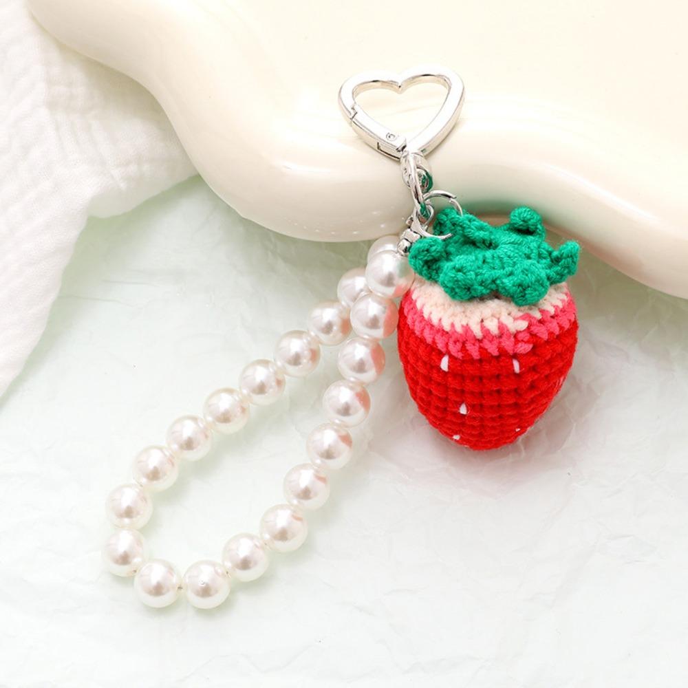 

Cartoon Knitted Fruit Keychain Handmade Weaved Keyring Gifts Crochet Fruit Key Chain Couple Style8