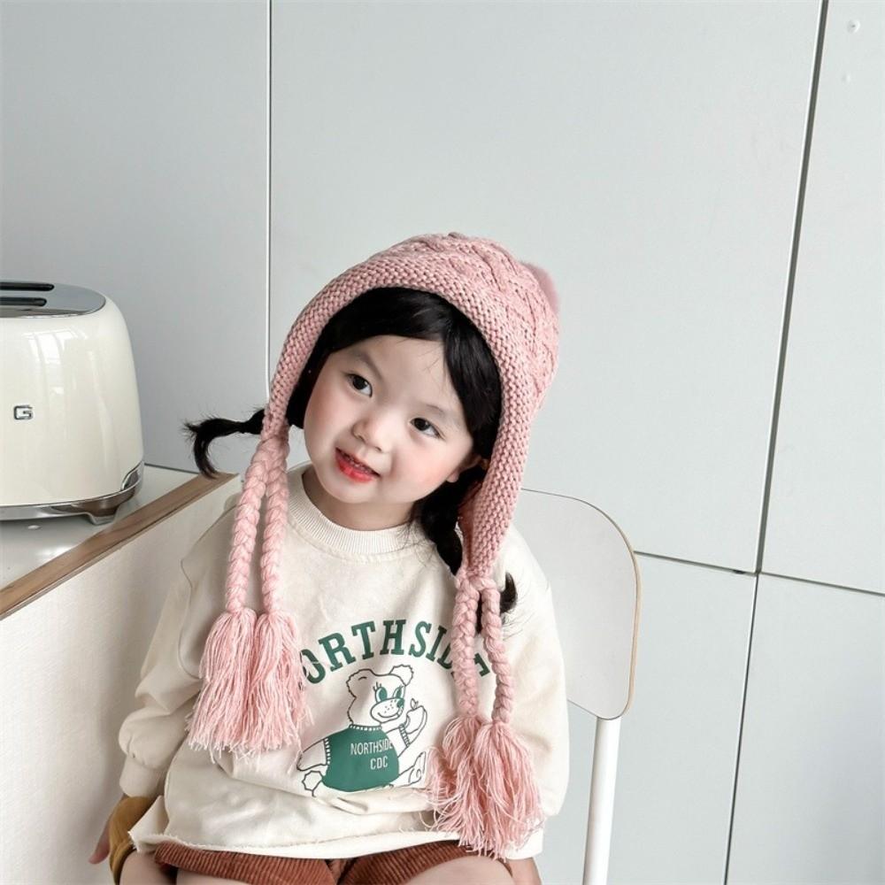 Pom-pom Hand Knitted Cap Soft Warm Ear Protection Cap Fashion Baby Crochet Hat  Toddler