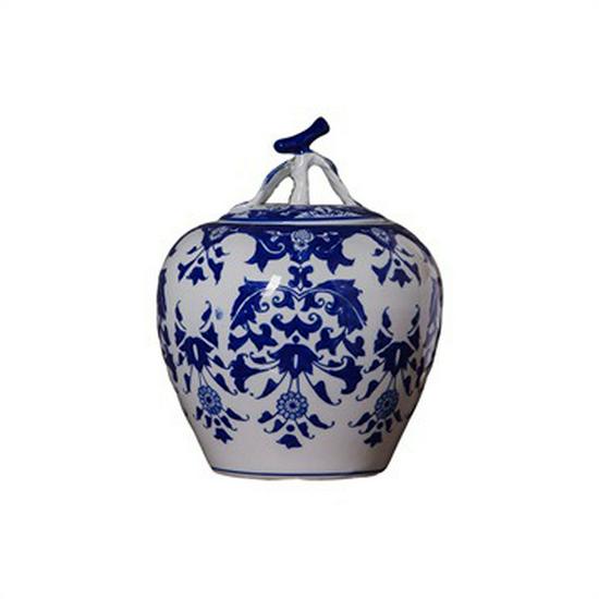 Blue & White Porcelain Vase: High-End Ceramic Apple Jar for Living Room or Entryway Decor.