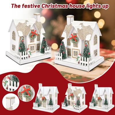 Holiday Glowing Christmas House Home Desktop Decoration Decoration Shopping Mall Window Scene Layout House Creative Ornaments