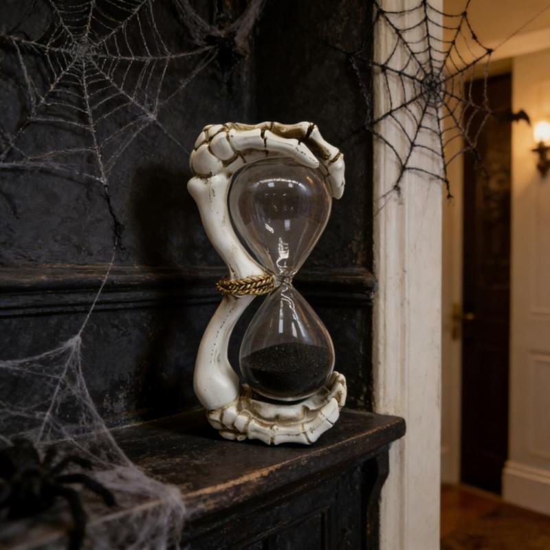 Resin Skull Sand Timer Statues Collectible Figurines Decorative Ornament Scary Halloween Decorations for Home Office