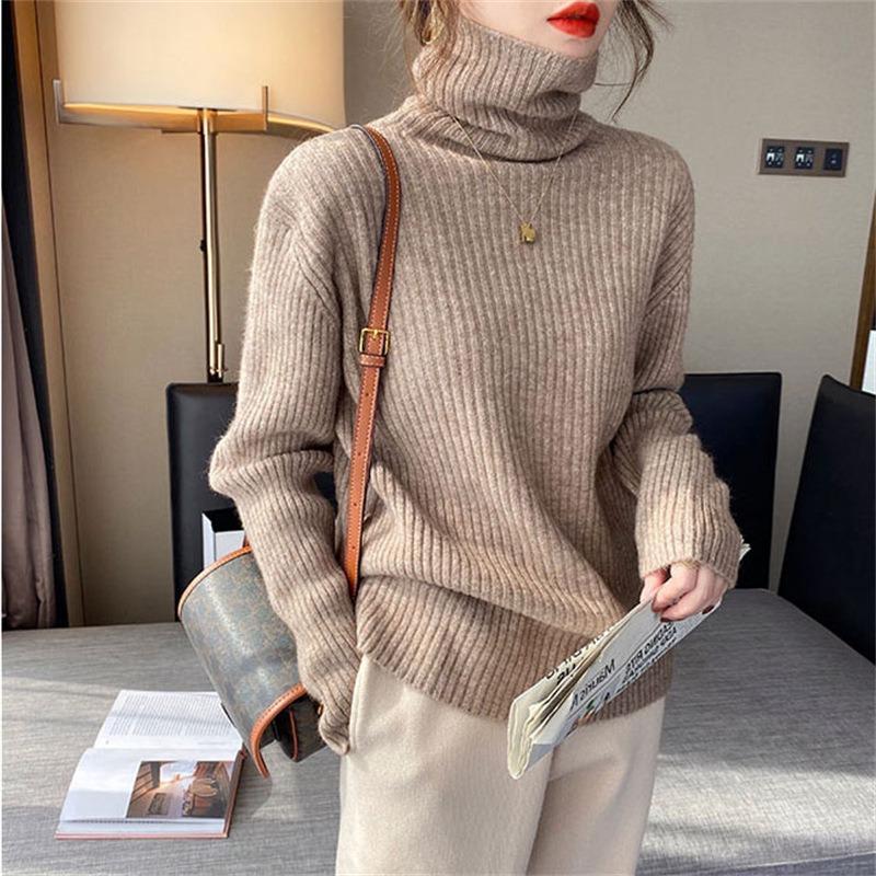 Turtleneck Pit Strip Sweater Women's Top Autumn and Winter Loose Bottoming Shirt New Versatile Pullover Knitted Outer