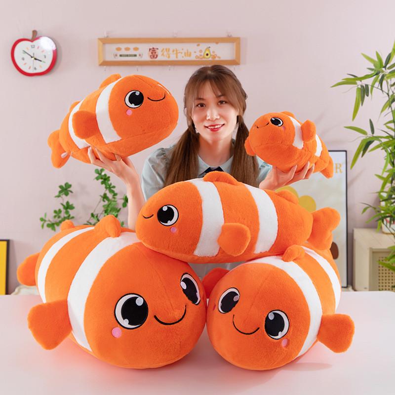 Plush Clownfish Toy Ocean Animal Stuffed Fish Cushion For Kids Playroom Decor