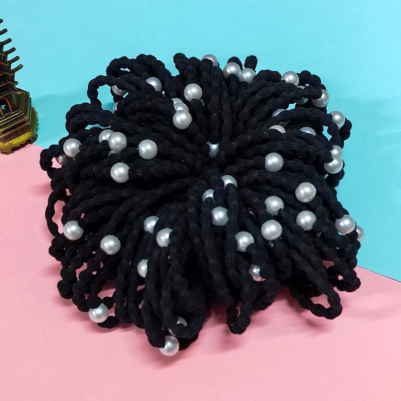 High Elastic Korean Style Hair Ties with Round Beads - Durable, Thickened Rubber Band Hair Accessories for Women