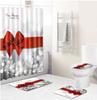 Christmas Toilet Seat Shower Curtain Four-Piece Printed Floor Mat Set Bathroom Floor Mat Bedroom Absorbent Door Mat Carpet