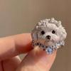 Cute Puppy Dog Ring Exquisite Fun Design Bow Flower Cute Pet Sweet Girlfriend Girlfriend Gift Ring