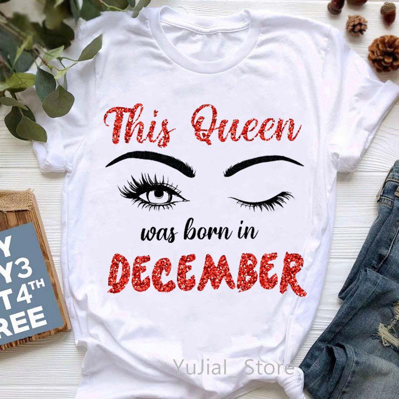 This Queen Was Born In May July Graphic Print Tshirts Femme Makeup Eyelashes T Shirt Female Summer Fashion Tee