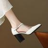 Krazing Pot Sheepskin Suede Round Toe Size 41 Thick High Heels Buckle Office Lady Gladiator Autumn Pumps