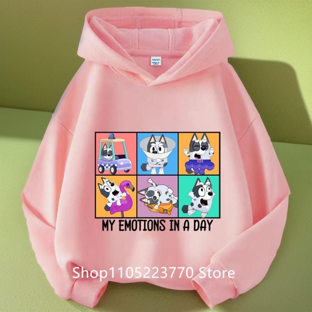 Sudadera con capucha azul de Bluey para niña, Otoño Invierno, Cálida, Suave, Jersey, Cómoda, Prenda superior diaria para niños
