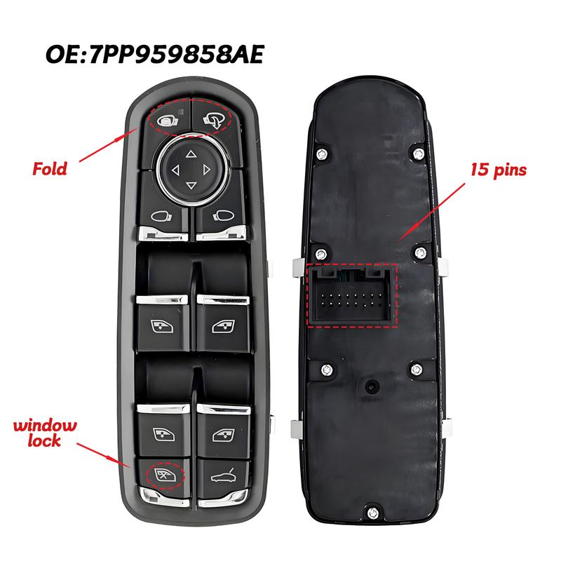 7PP959858AE 7PP959858AEDML For Porsche Panamera Cayenne Macan 2010-2018,Driver Side Master Power Window Lifter Control Switch