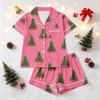Women's Christmas Pajama Set with Short Sleeve Button Down Shirt and Pajama Shorts