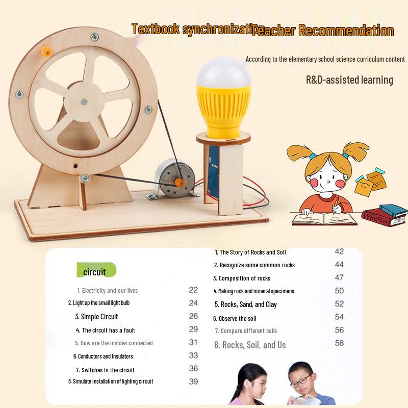 Wooden DIY Hand-Crank Generator: Educational Science Toy for Kids