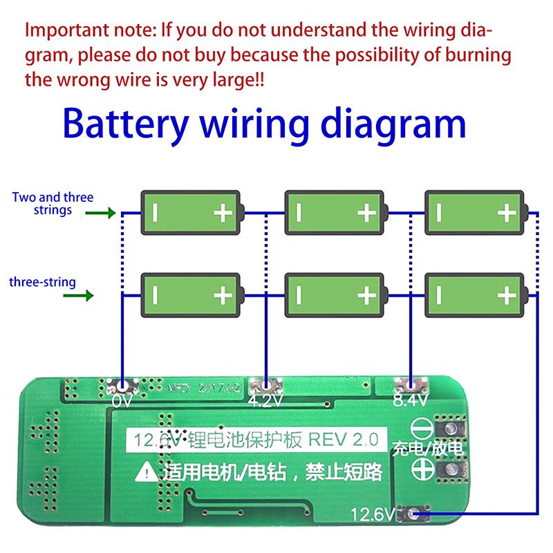 3S 20A Li-Ion Lithium Battery 18650 Charger Pcb Bms Protection Board 11.1V 12V 12.6V Cell 59X20X3.4Mm Module