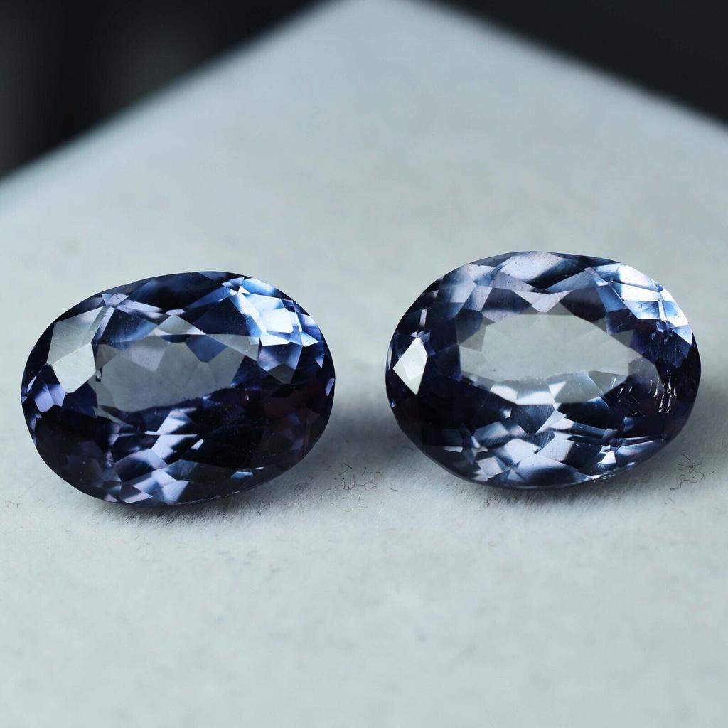 Natural Color Change Alexandrite Loose Gemstone 16 Ct Oval Shape Pair for Jewelry Making and Crafts