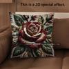 2D Vintage Embossed Rose Floral Throw Pillow Covers Pattern Cushion Cover Suitable For Sofa Bedroom Car Pillow Cover