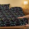 1 Simple Modern Animal Little Cat Printed Matte Fitted Sheet, Bedroom Printed Bed Cover, Bedding (Excluding Pillowcases)