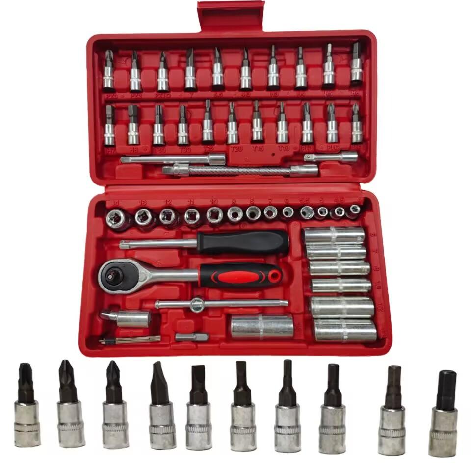 53Pcs Socket Ratchet Wrench Set with Bit Socket Set, Reversible Ratchet, Mechanics Tool Set for Automotive Repair