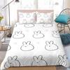 M-Miffys Kawaii Duvet Cover Set Home Style Bedding Soft Laundry Cotton Bed 3 Piece Set Student Dormitory Gift
