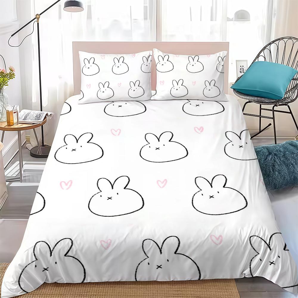 M-Miffys Kawaii Duvet Cover Set Home Style Bedding Soft Laundry Cotton Bed 3 Piece Set Student Dormitory Gift