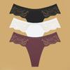 3Pcs Seamless Stretch Thongs Women Comfort Patchwork Lace Panties Female Low-Waist G-string High Quality Floral Soft Lingerie