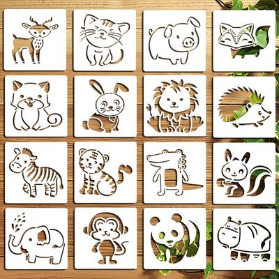 Original Drawing Tool, 16 Pieces/set, Animal Drawing Template, Rabbit Drawing Template, Cat and Dog Drawing Template, Animal Theme, DIY Tool