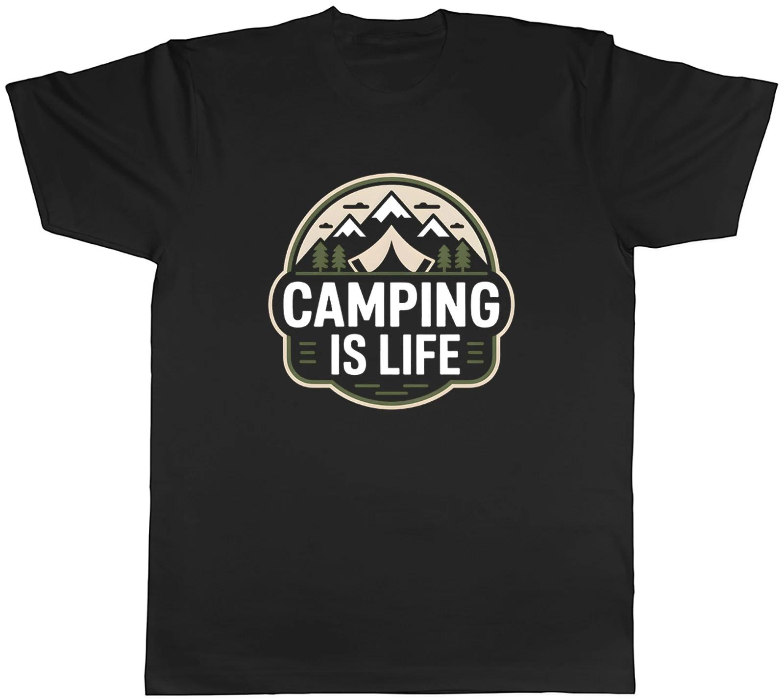 Camping is Life Outdoor Tent Camp Site Mens T-Shirt Tee Gift Top XXXXL
