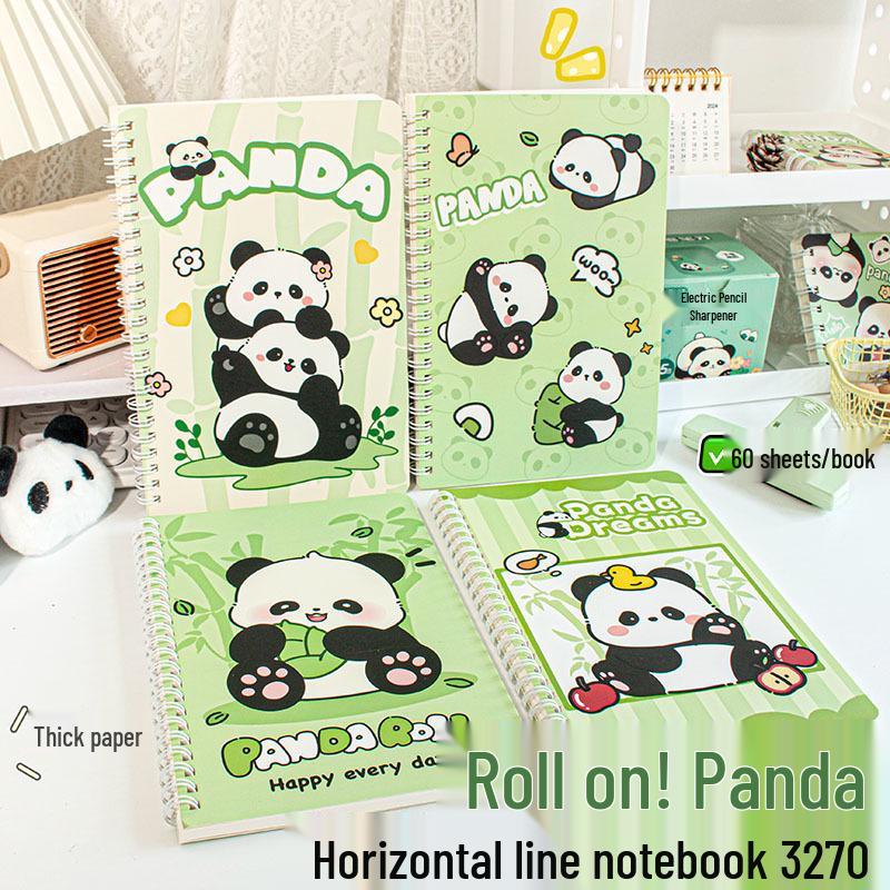 A5 Cute Panda Spiral Notebook for Elementary Students - Lined & Thickened Memo/Diary Book