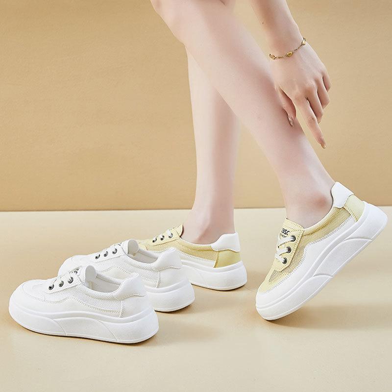 Imitation leather women's shoes thick baseplate shoes women's 025 new summer breathable mesh sports little white shoes thin mesh shoes