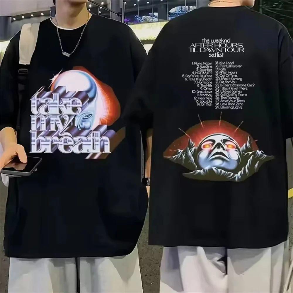 

Vintage Hip Hop T Shirts The Weeknd Print Cotton T Shirt Punk Colorful Harajuku T-shirt Men s Women s Tops S разноцветный