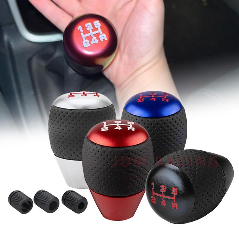 Arrival Universal Racing 5 Speed Car Gear Shifter Knob Leather Aluminium Manual Automatic Alloy Gear Shift Knob Shift Lever красный