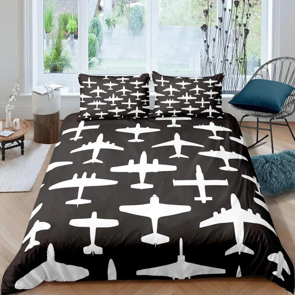 Comforter Airplane Sky Cloud Polyester Comforter For Kids Teens Adults Bedding Set King Queen Size With