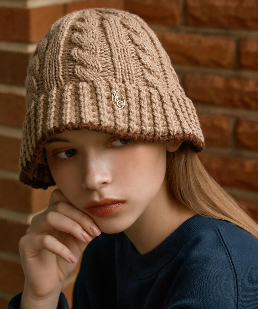 ANOETIC Anc Wool Twisted Bucket Hat_Beige