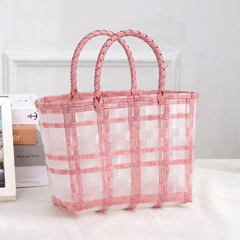 

Souvenir Bag Hand Woven Bag Jelly Bag Bridesmaid Wedding Hand Carrying Basket Simple Style Convenient and Practical Versatile S розовый