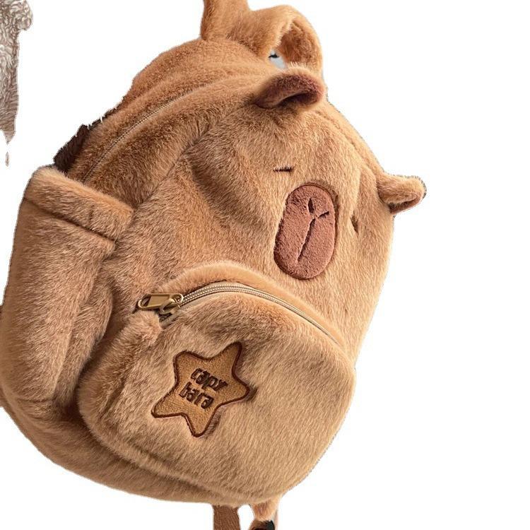 Capybara Plush Backpack: Cute, Versatile Cartoon Bag for Students