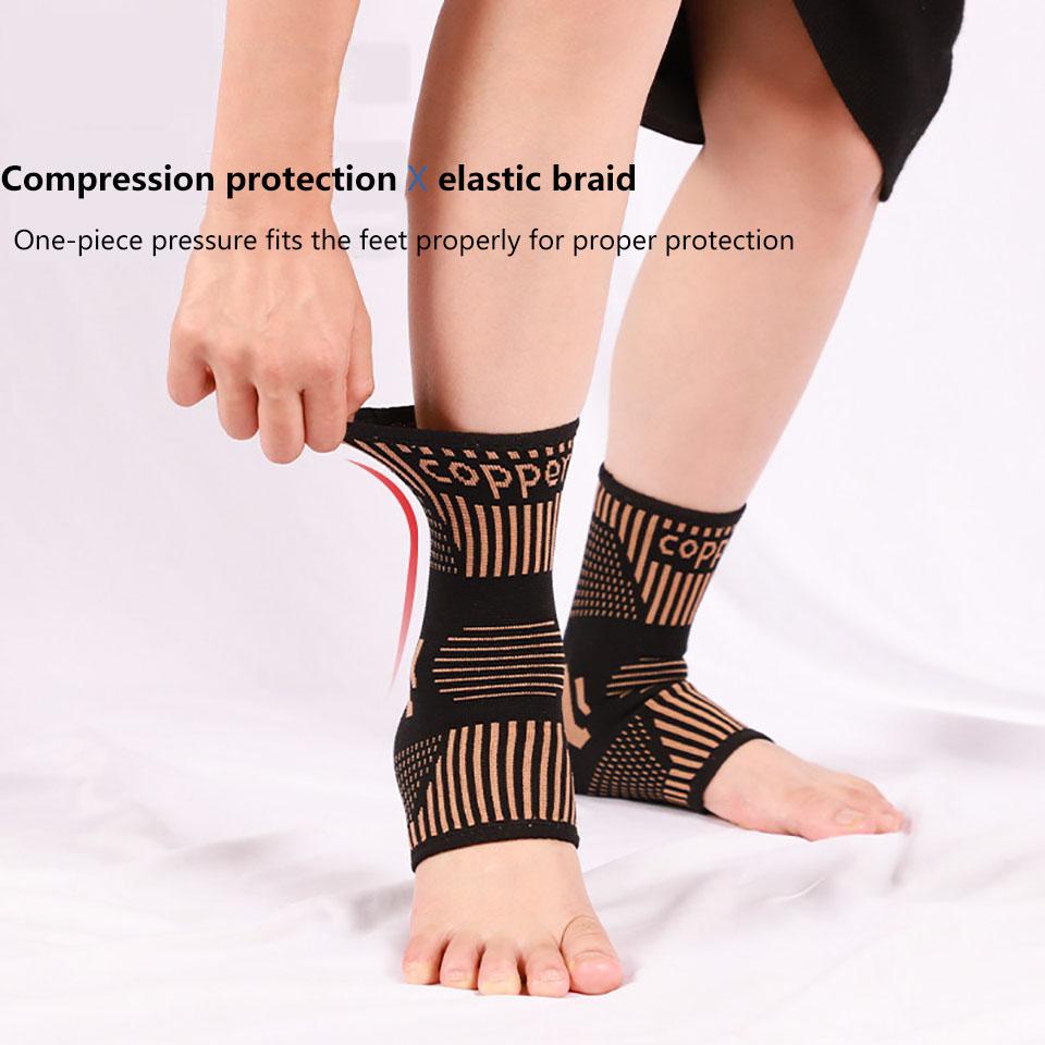 1Pcs Copper Ankle Brace Infused Compression Sleeve Support Ankle Achilles Tendon Pain Relief Plantar Fasciitis Sprained Unisex