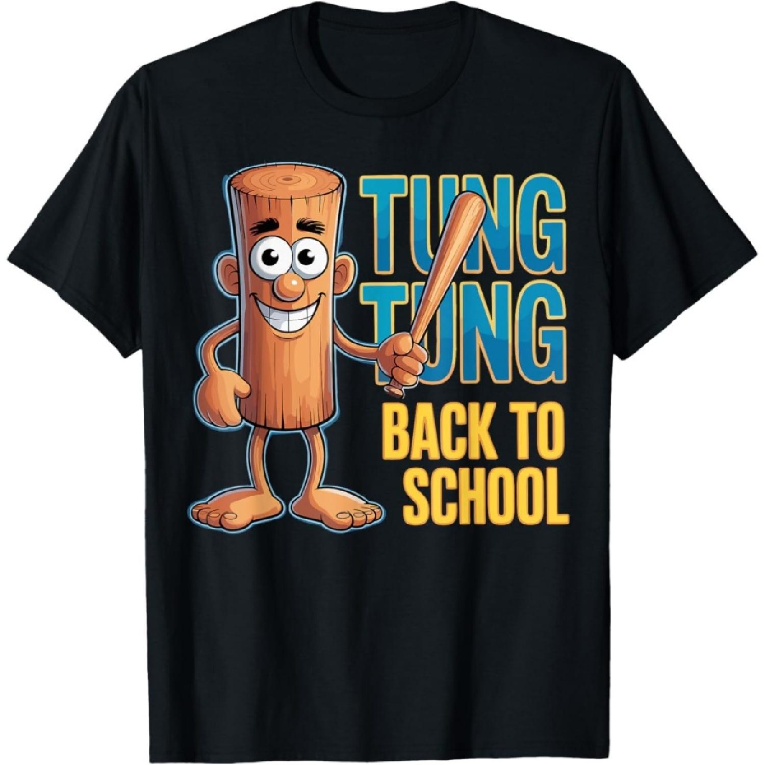 

Meme Tung Tung Tung Sahur Italian Brainrot Back to School T-Shirt XXXXXL чорний