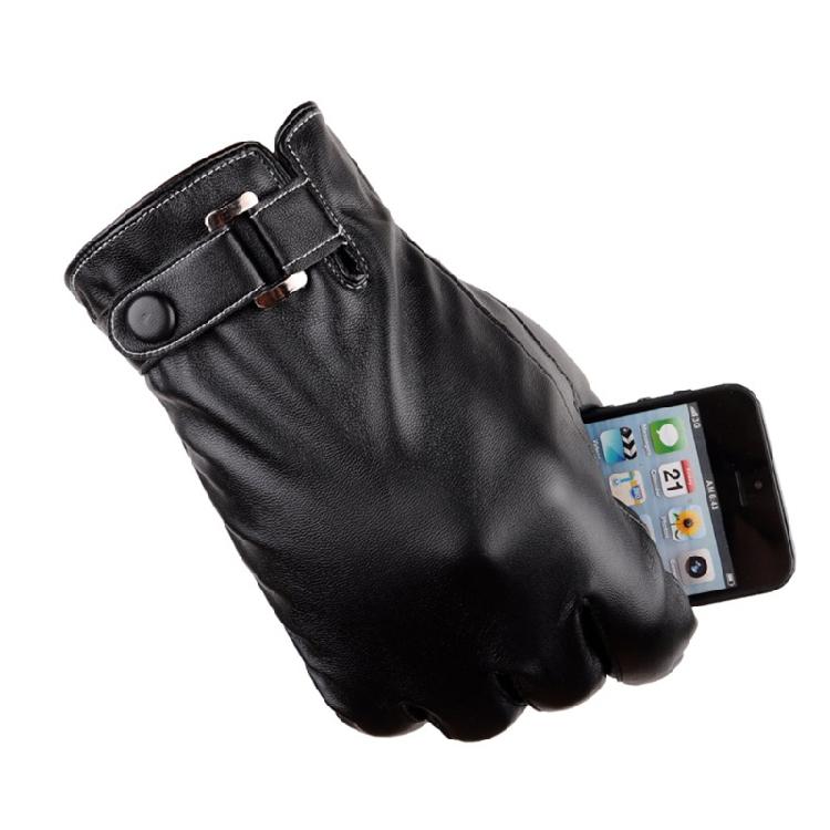 Leather Warm Gloves Full Finger Gloves Touchscreen Driving Fleece Lined Glove