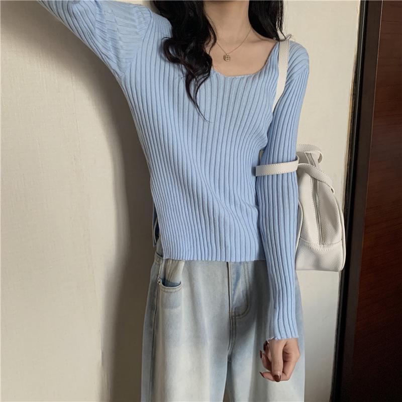 Women's V-Neck Slim-Fit Knit Sweater - Autumn 2022 Split Design