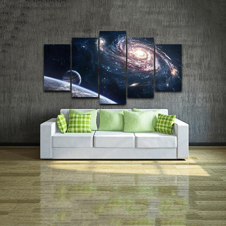 5Pcs the Milk Way Galaxy Universe Planet Outer Space Caudros Pictures Posters Wall Art Canvas Home Decor Living Room Decoration