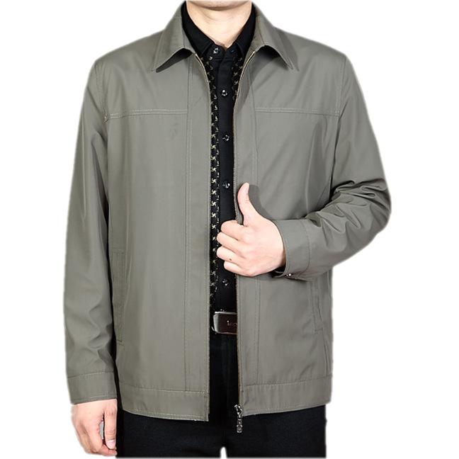 Middle-aged and Elderly Jacket Men's Fattened Plus Size Thin Lapel Business Casual Jacket Dad Spring and Autumn Coat