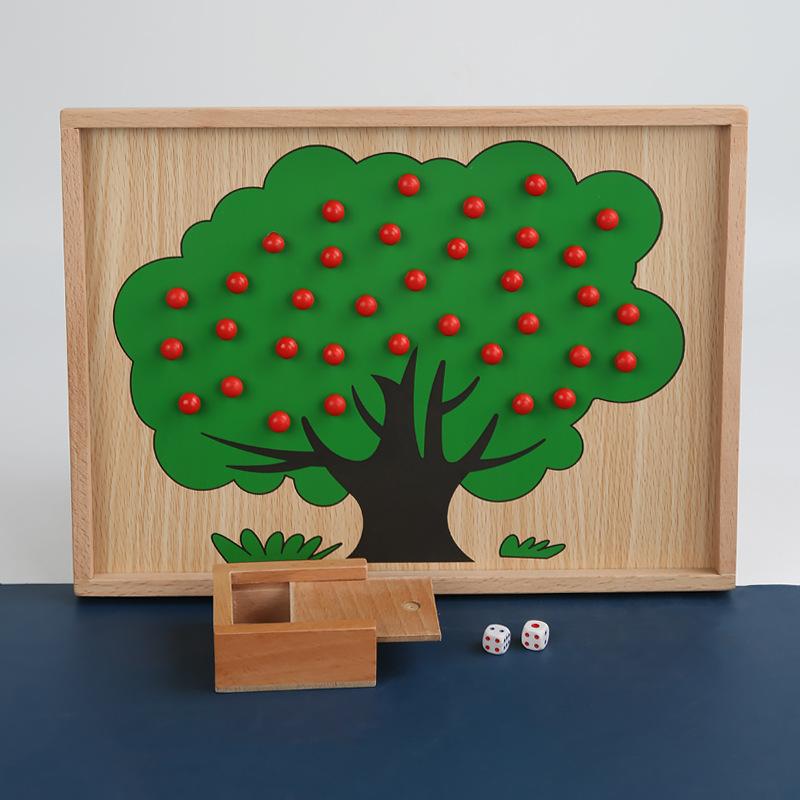 Wooden Montessori Mathematics Teaching Aids Exercise Logical Thinking Young Children Count Apples Color Cognition Early Education Enlightenment