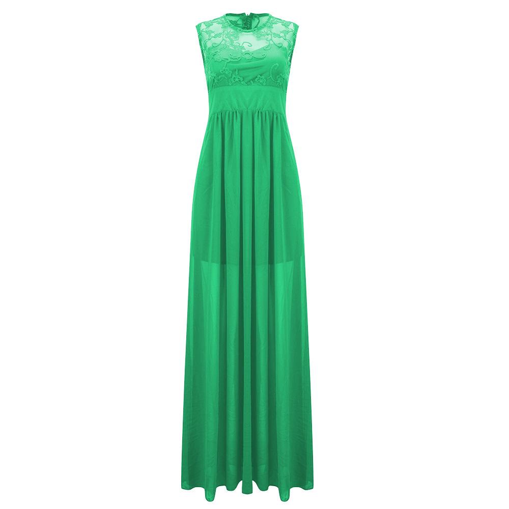 2025 European & American Slim-fit Evening Gown – Light Blue Lace Patchwork Chiffon, Back Zipper, 10 Colors Available