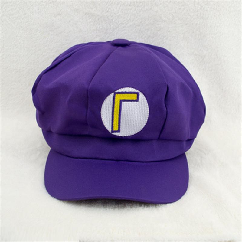 TOP Cosplay Exclusive Game Super Mari Luigi Bros Cosplay Hoed Cap Yoshi Wario Waluig Hoeden Carnaval Halloween Party Jongens Meisjes Kostuums Prop paars