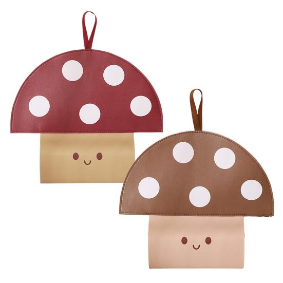Tissue Box Waterproof Wear-Resistant PU Wall-Mounted Mushroom-Shaped Tissue Paper Bag Easy Installation for Kitchen Car Bathroom Storage