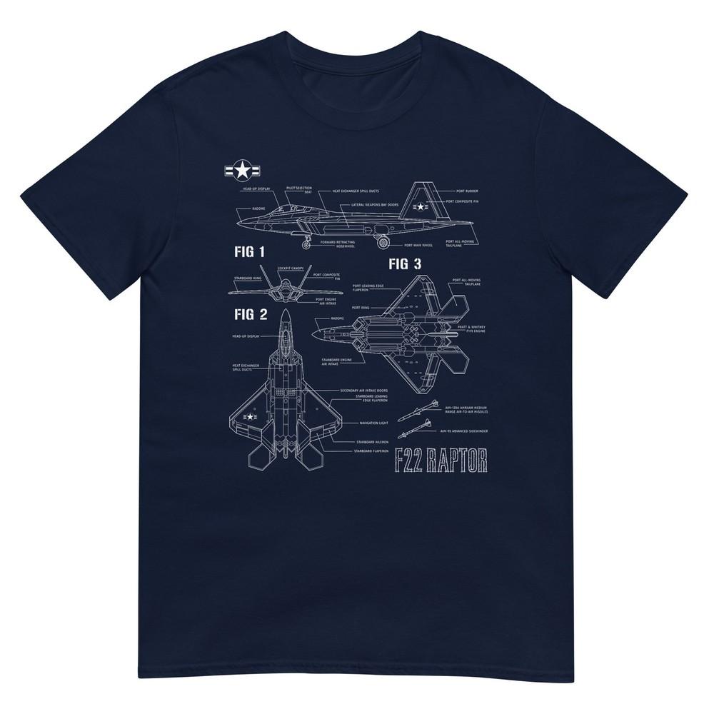 American Aircraft Stealth Fighter F22 Raptor Blueprint TShirt S