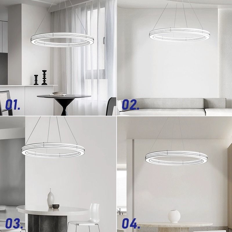 New Style Pendant Light Art Deco Red Black Ring For Foyer Dining Room Bar Bedroom Hanging Lamp Fixtuers Wire Adjustable