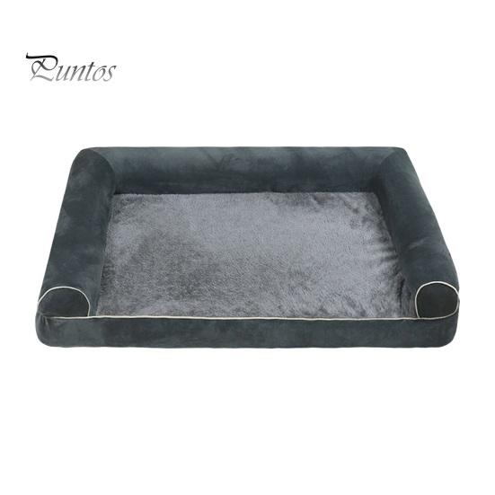 

Ортопедическая кровать для собак, большой моющийся диван-кровать для собак, мягкий валик, гнездо для собак, наполнитель из хлопка, теплый диван для домашних животных, для средних и больших собак L темно-серого