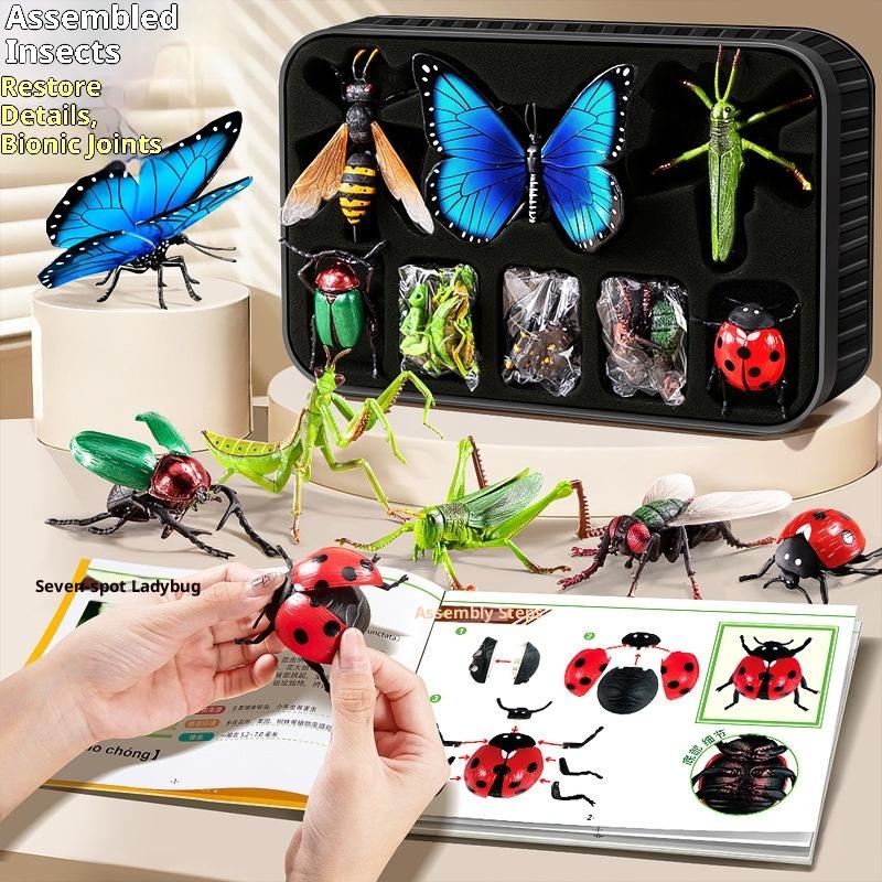 Child Simulation Insect Model 4D Assembled Puzzle Animal Toy Butterfly Bee Mantis Action Figures Educational Kid Toy Gift