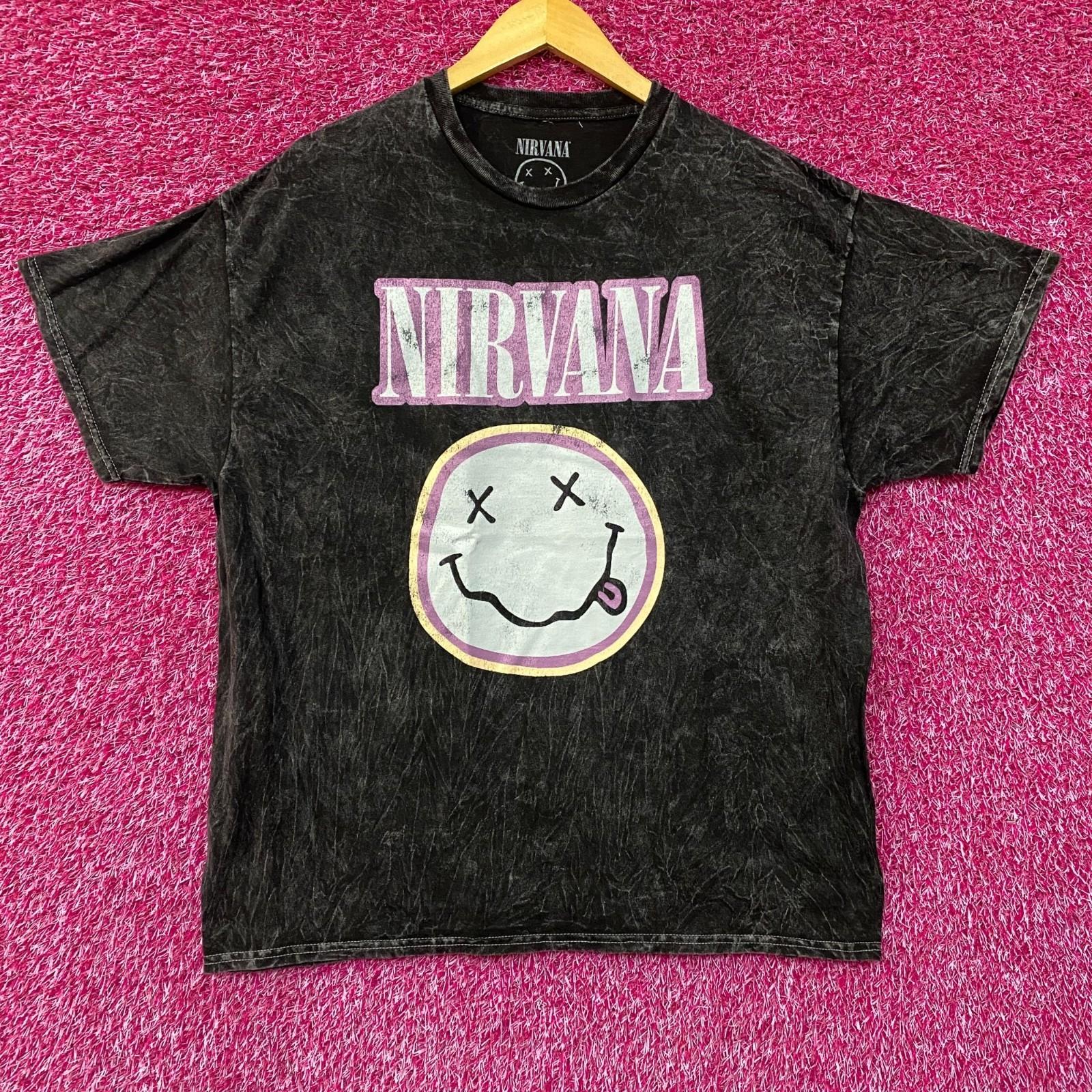 Футболка Nirvana с логотипом Dead Smiley Face, минеральная стирка, размер 1X M
